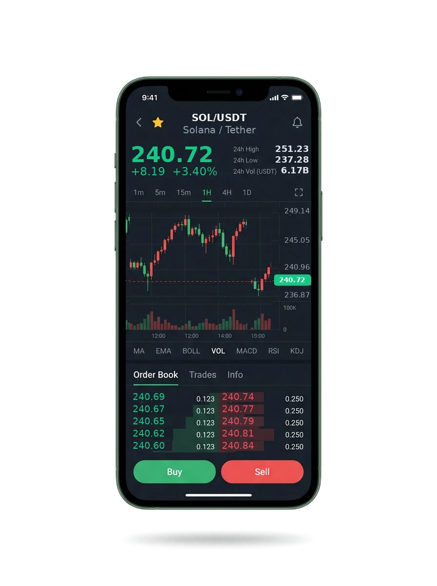 Mobile app screen showing a portfolio summary and a message thread with an account specialist
